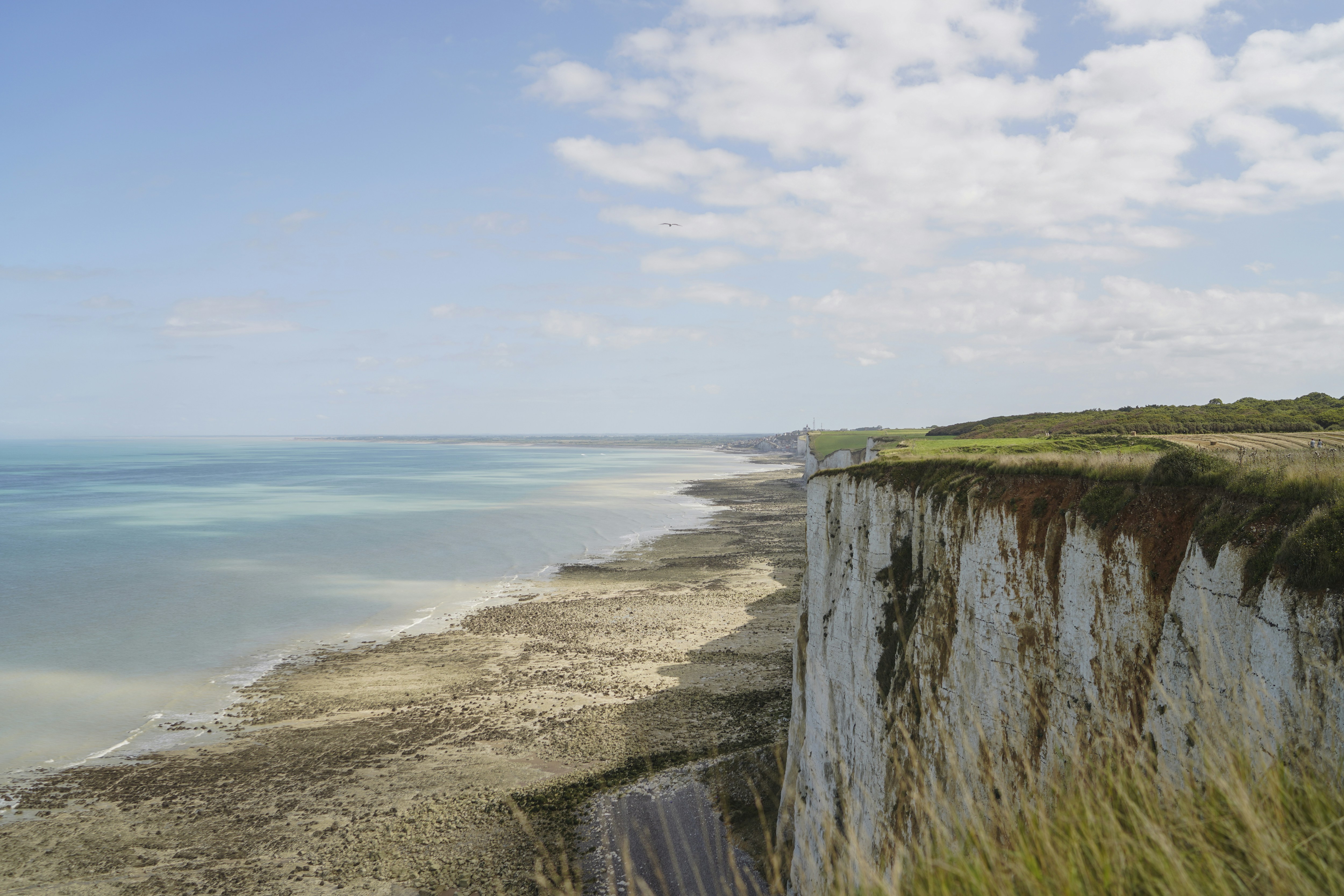Una vista de una playa desde un alto acantilado