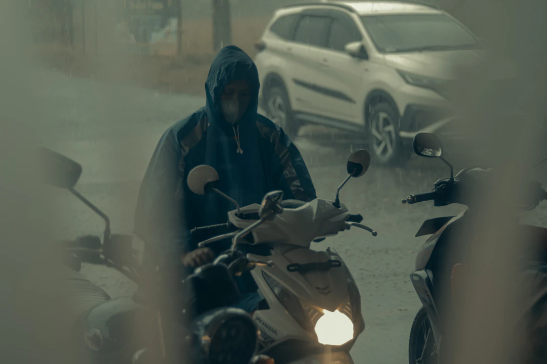 Clean and organized motorcycle garage interior