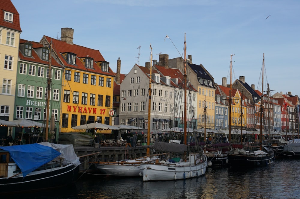 a group of boats parked next to each other in a harbor