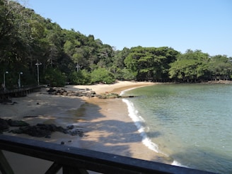 a view of a beach from a balcony