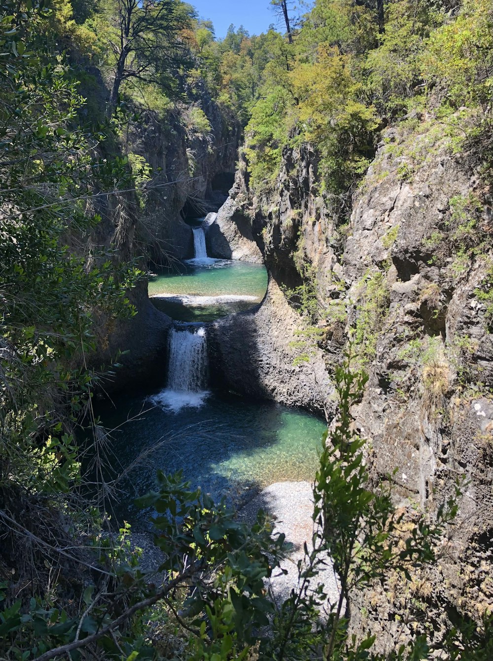 a river with a waterfall in the middle of it