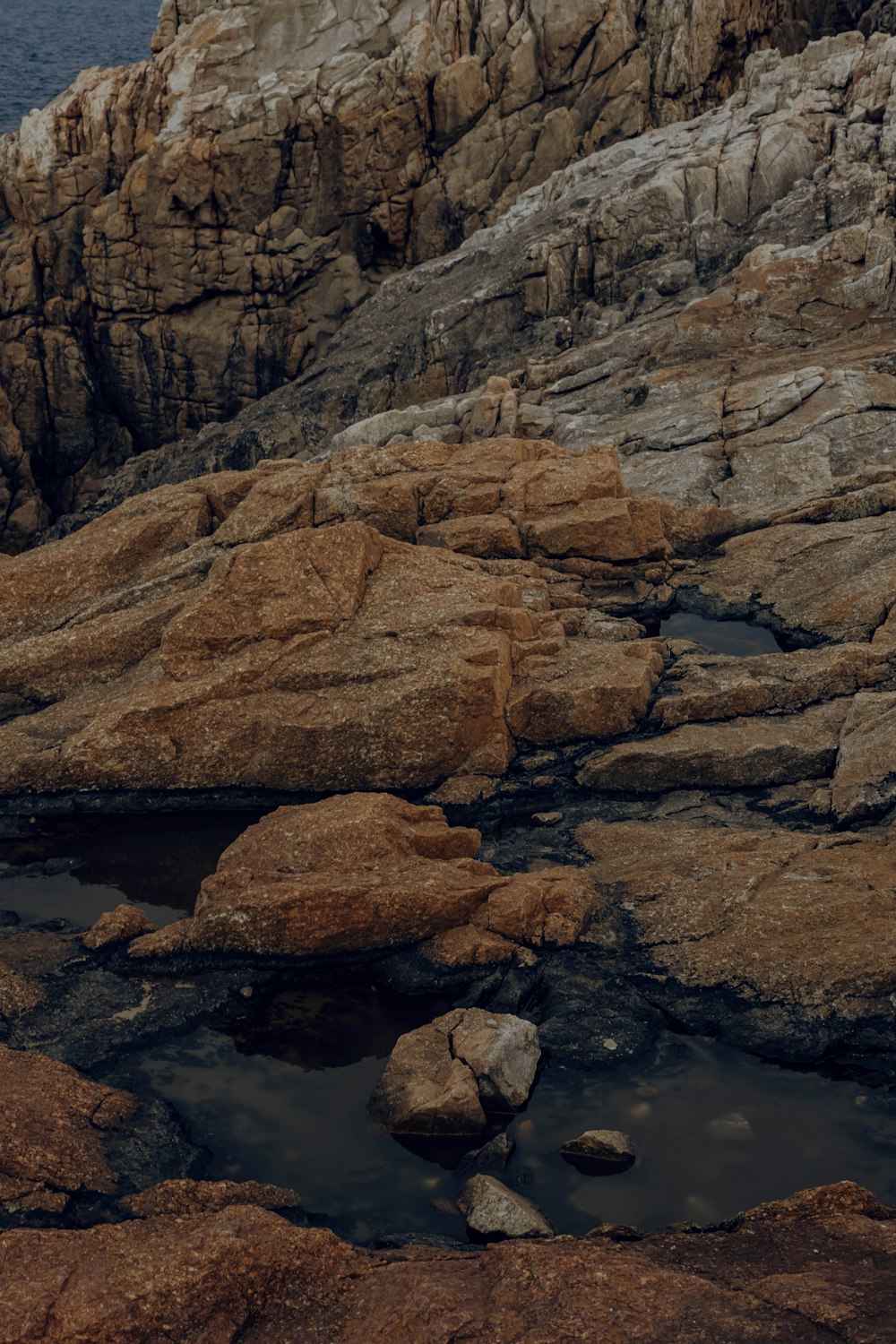 a person standing on a rocky beach next to a body of water