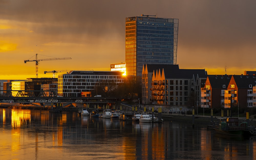 a view of a city with a bridge in the foreground