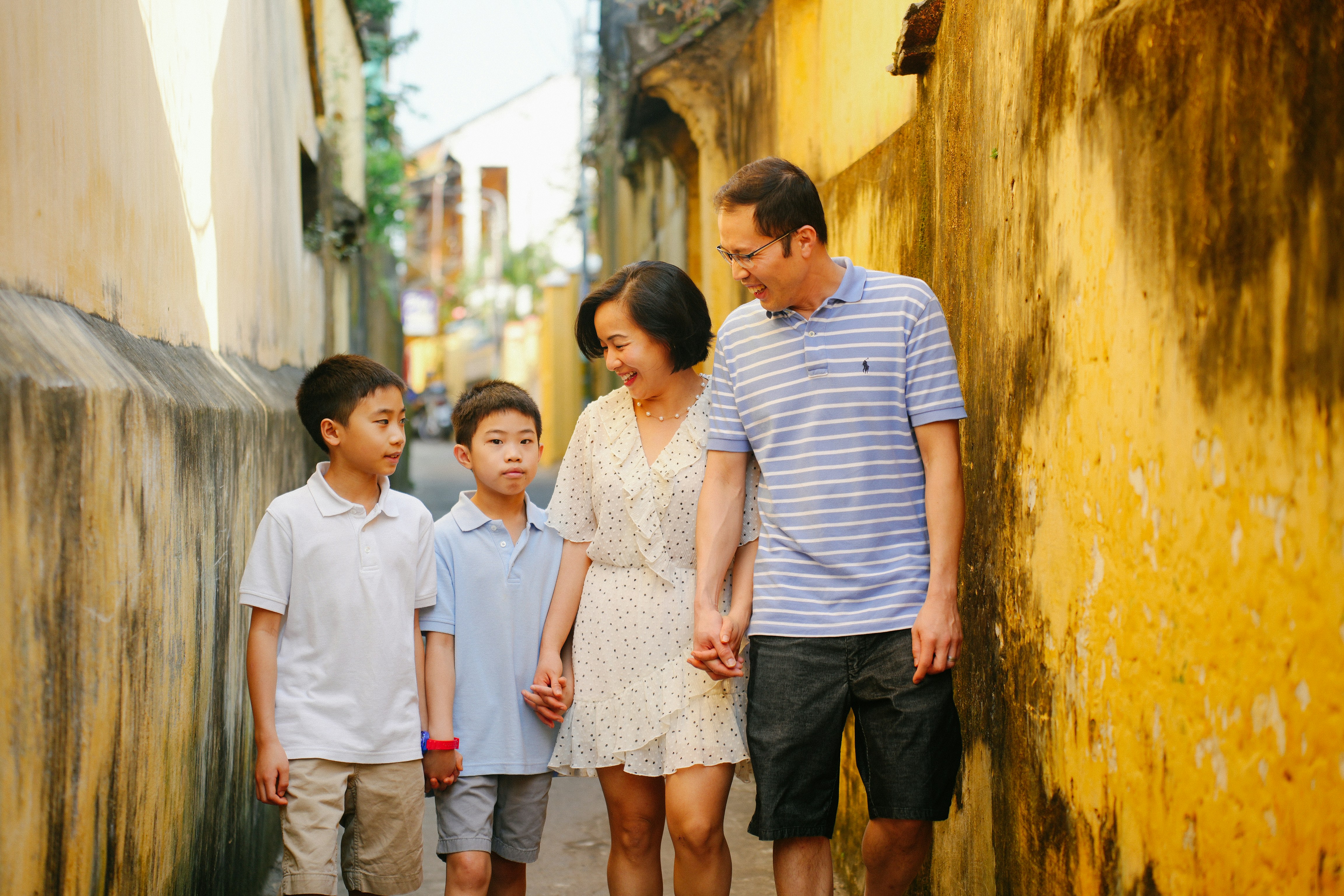 Family calmly discussing and adjusting travel plans.