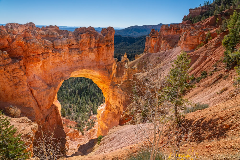 an arch in the side of a mountain