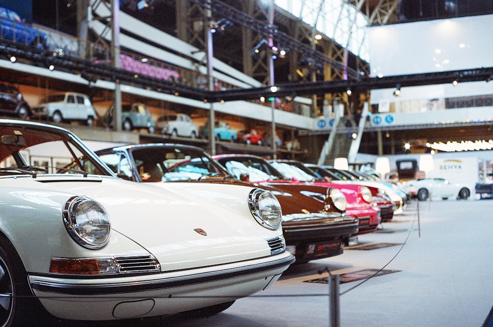 a bunch of cars that are on display