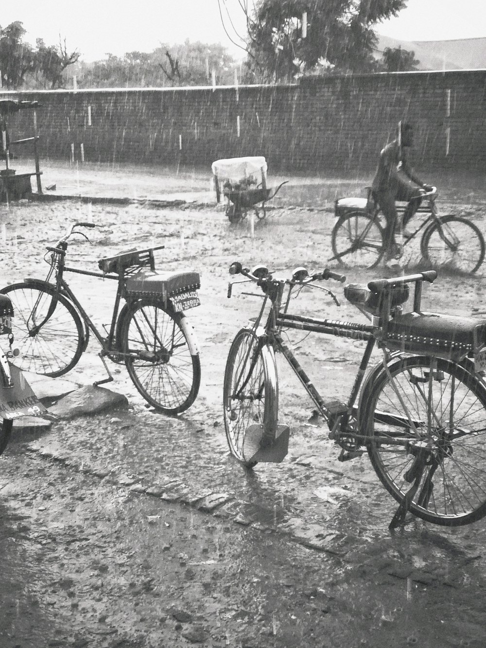 a couple of bikes parked next to each other