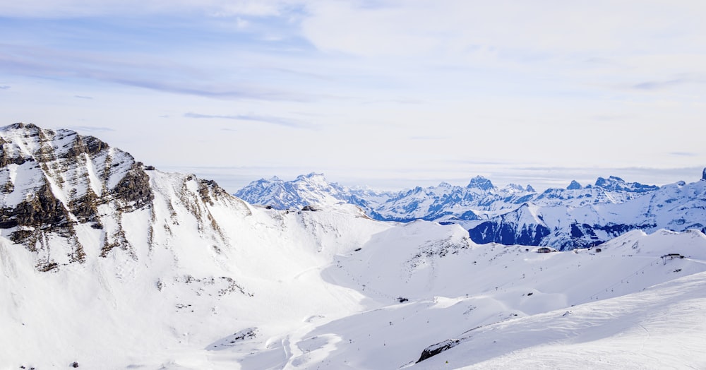 a snow covered mountain with a sky background