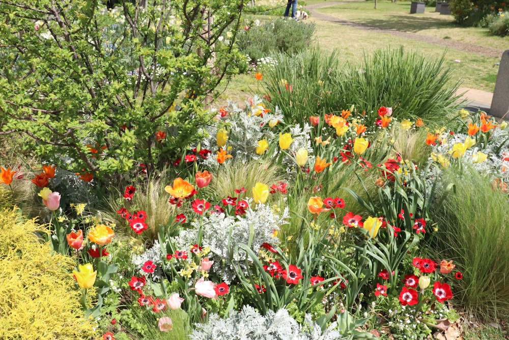 un ramo de flores que están en la hierba