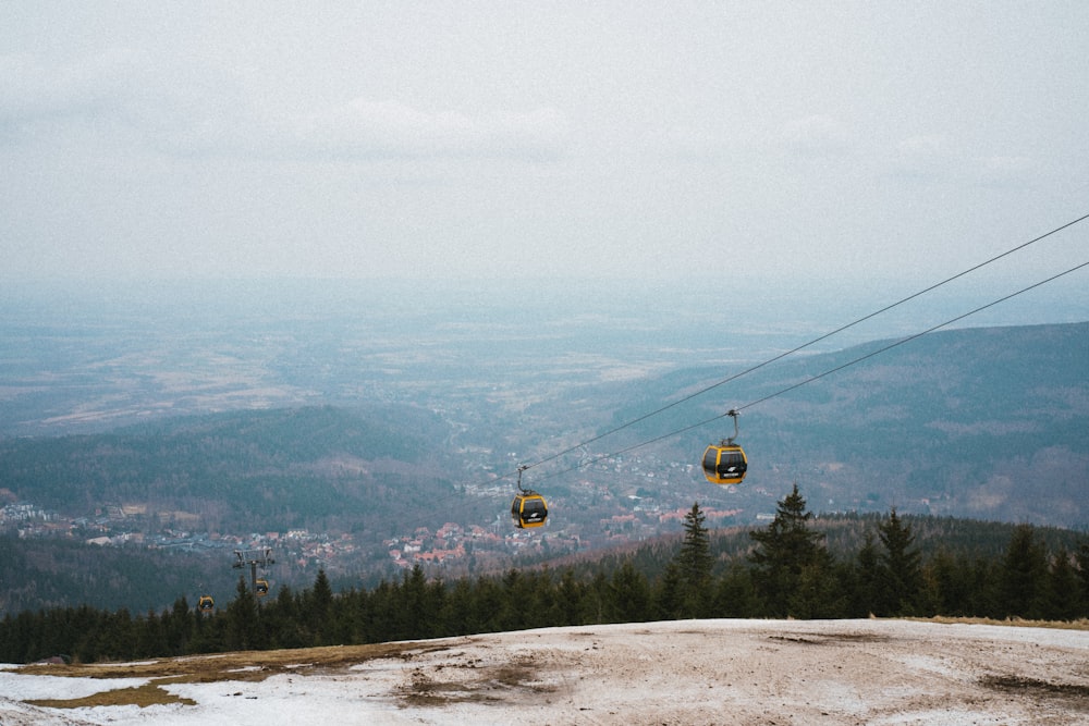 a couple of gondolas that are in the air