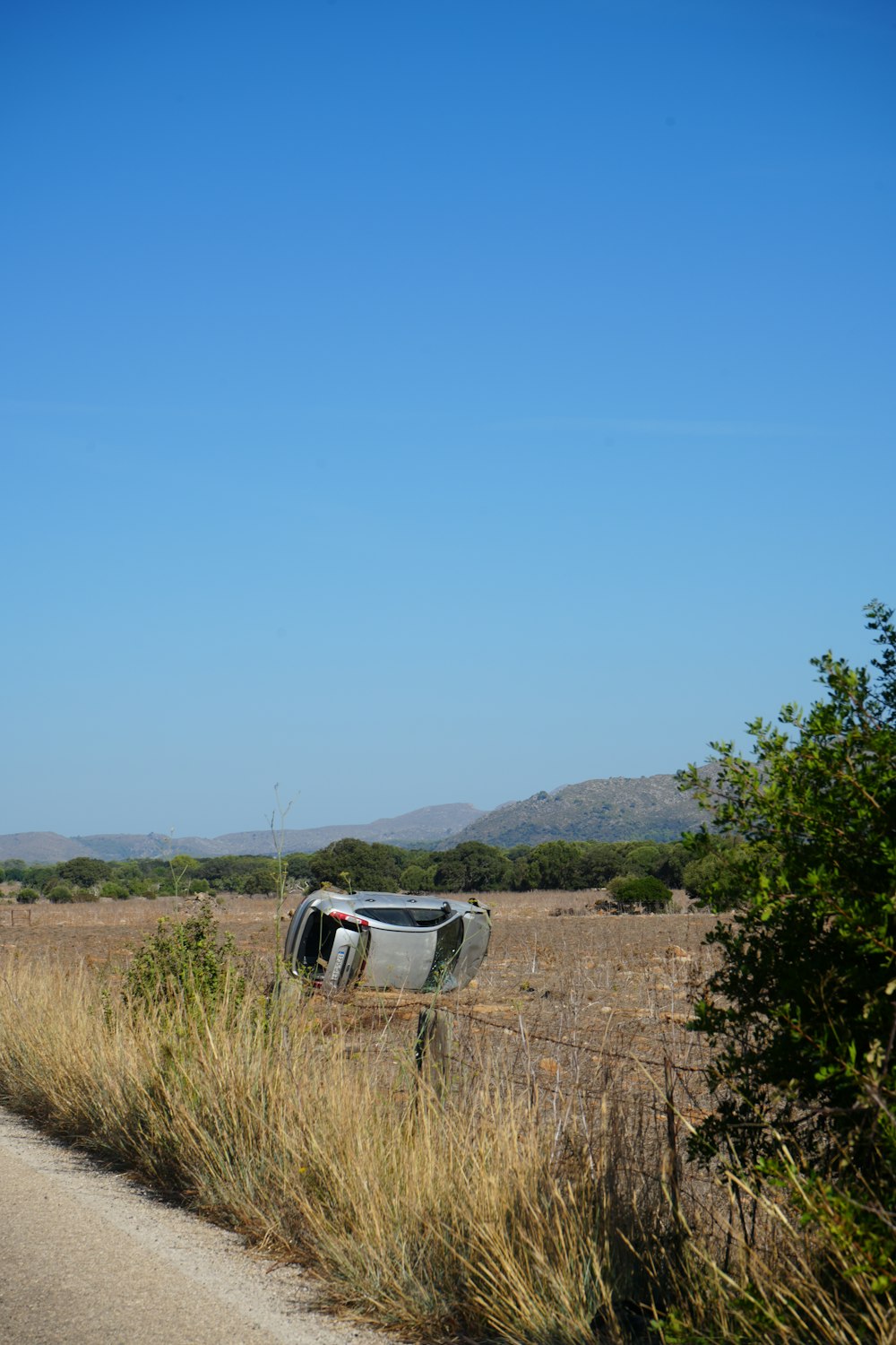 a car that is sitting in the grass