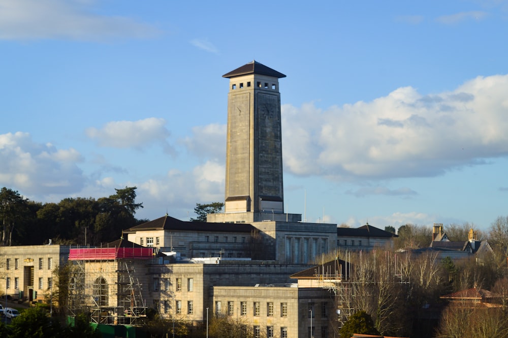 a tall building with a clock on the top of it