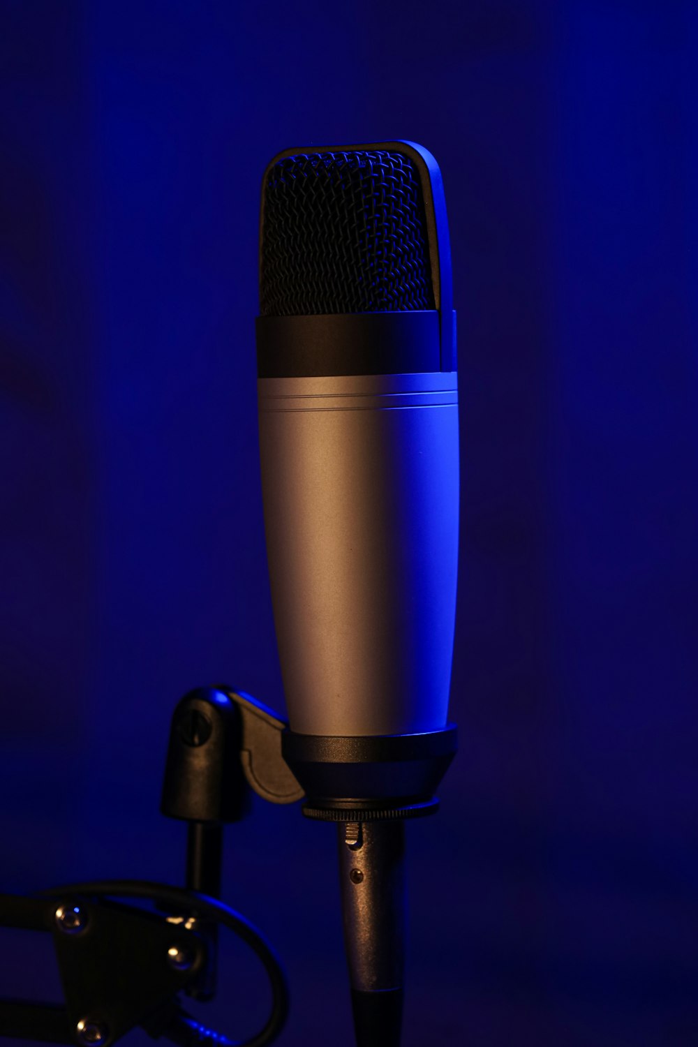 a close up of a microphone on a stand