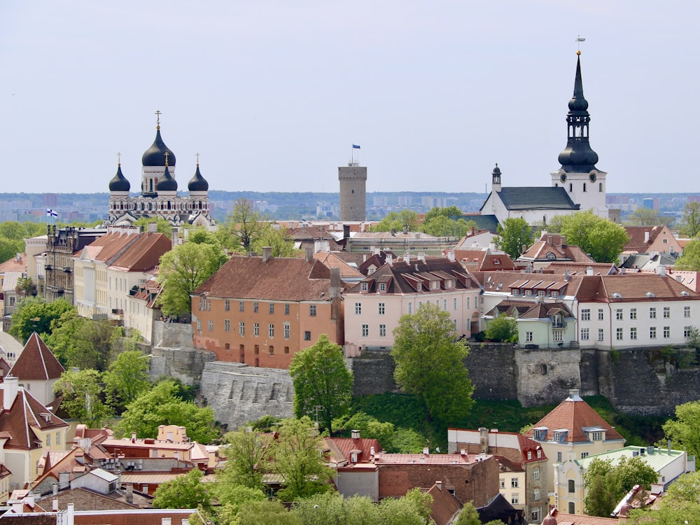 a view of a city from a hill