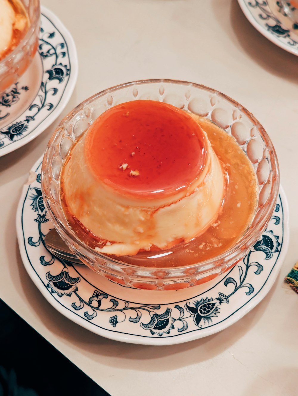 a plate with a dessert on it on a table