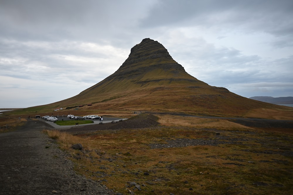 a mountain with a road going through it