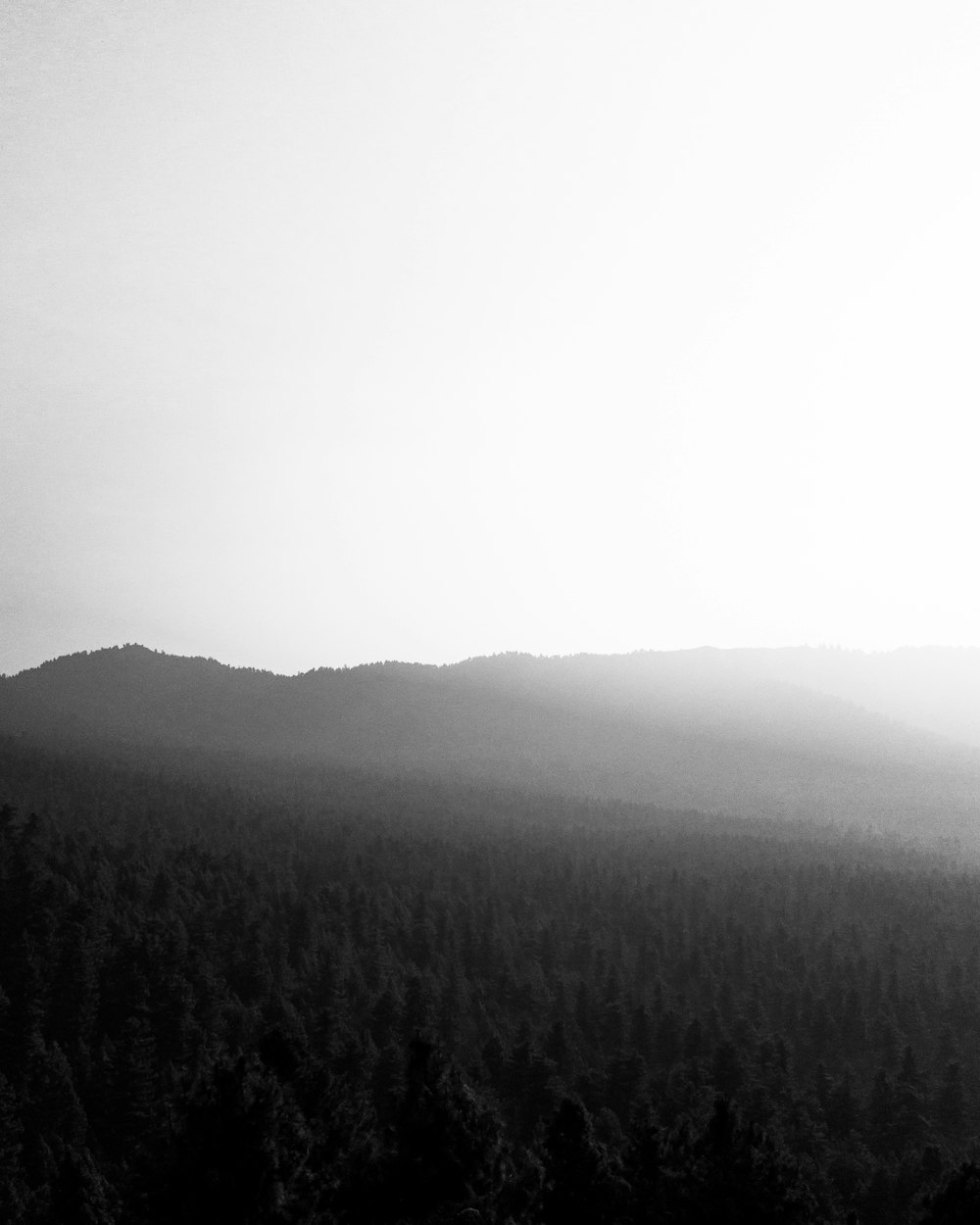 a black and white photo of a mountain range