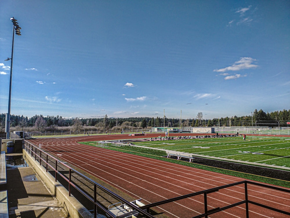 a view of a track from the top of a stadium