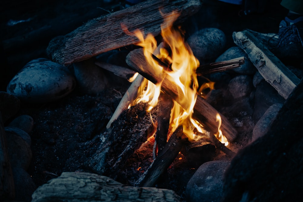 a close up of a fire in a fire pit