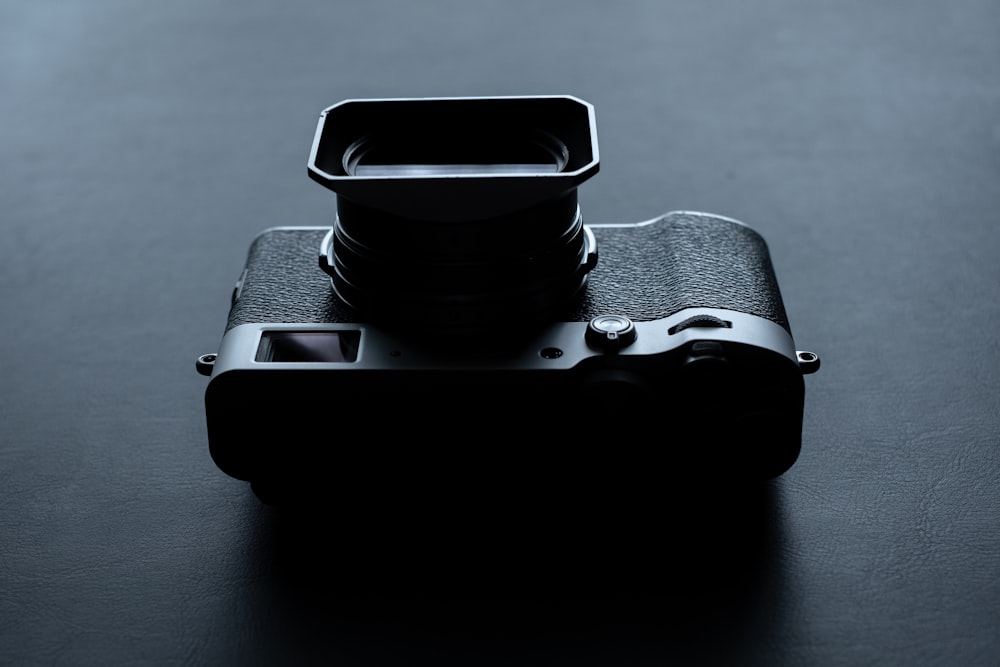 a close up of a camera on a table