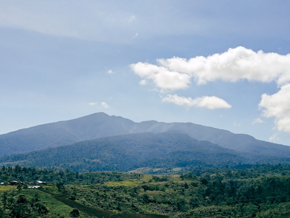 a view of a mountain range from a distance