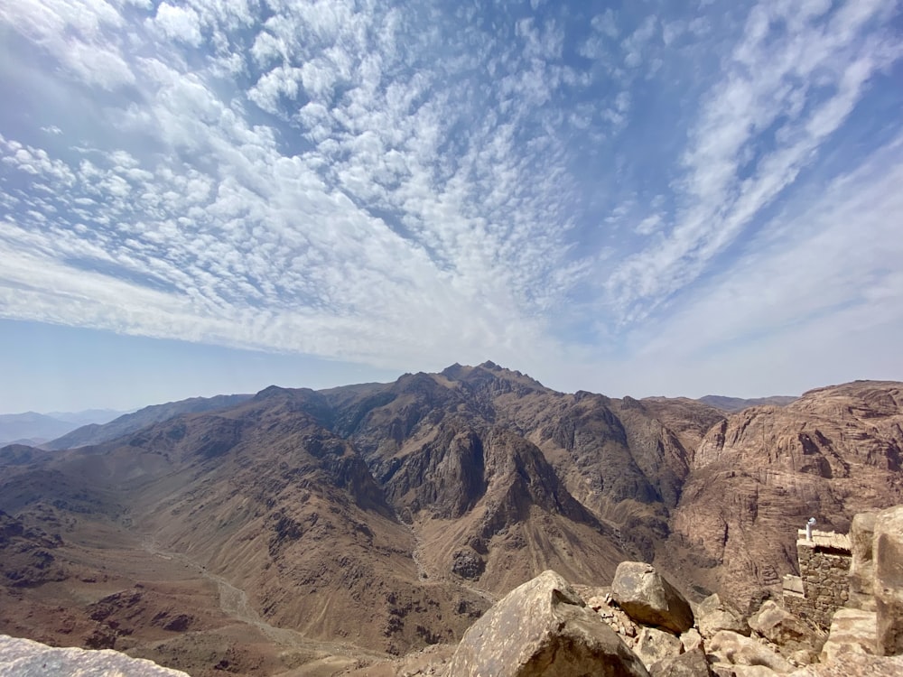 a view of a mountain range from a high point of view