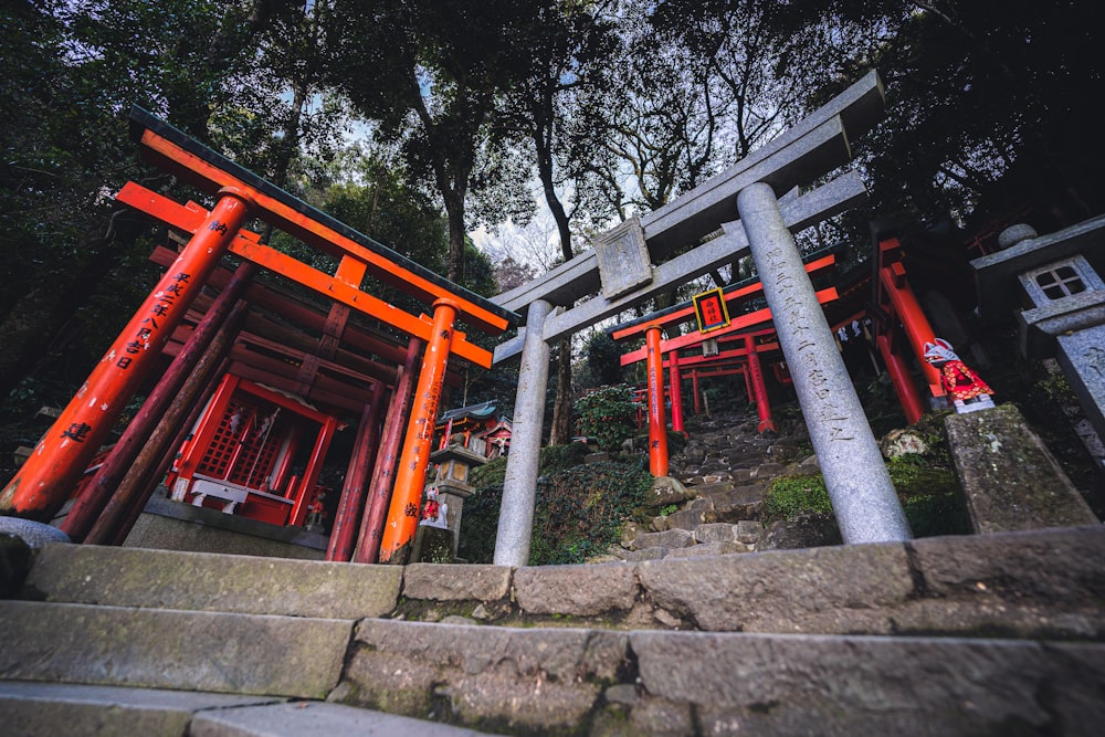 a group of red chairs sitting next to each other