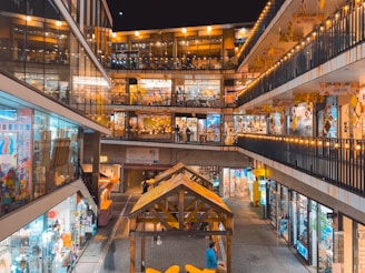 a mall filled with lots of shops and people