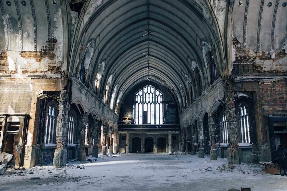 a large building with a bunch of windows inside of it