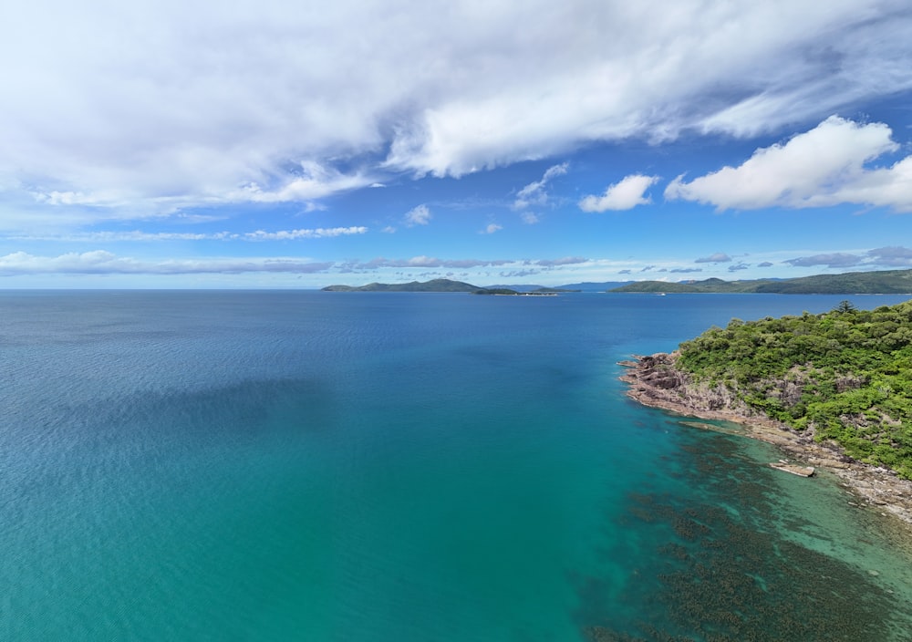 an aerial view of a body of water