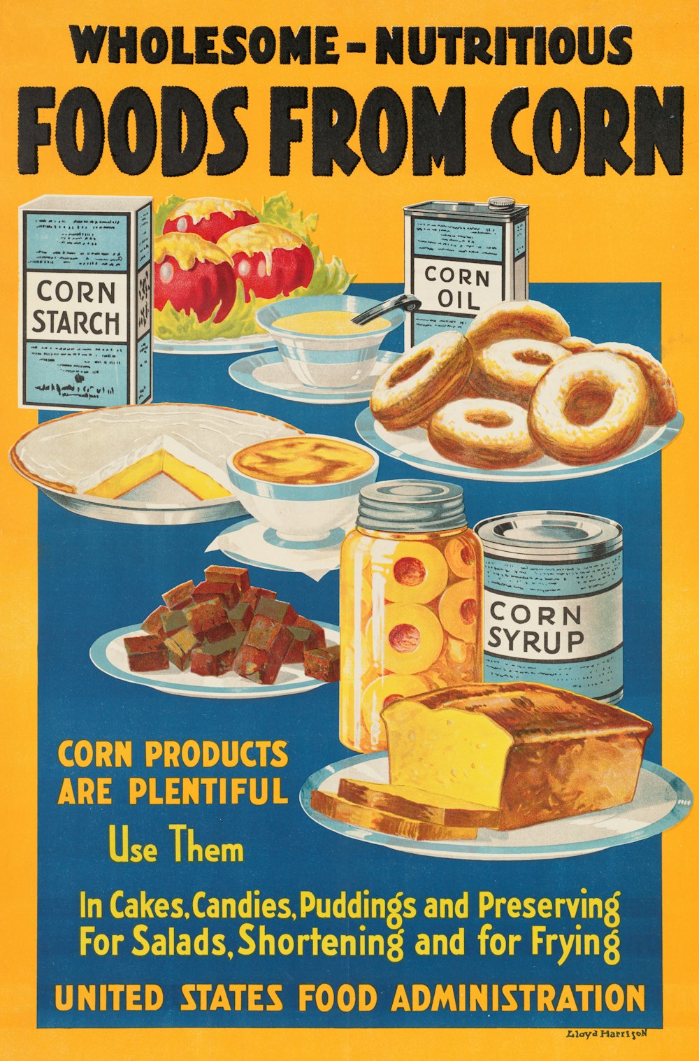 a poster advertising corn and other foods from corn