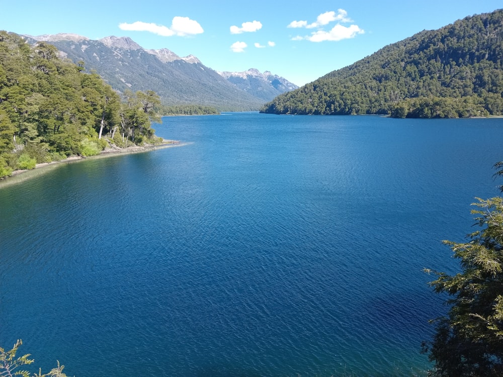 a large body of water surrounded by mountains