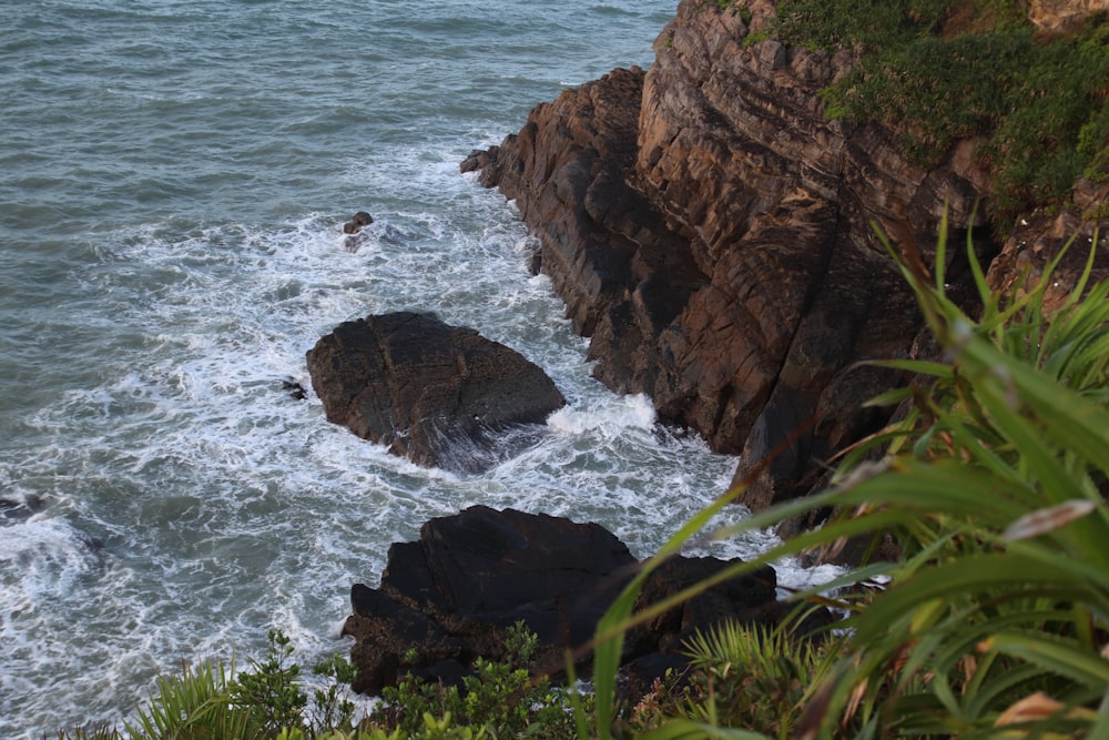 a view of the ocean from a cliff