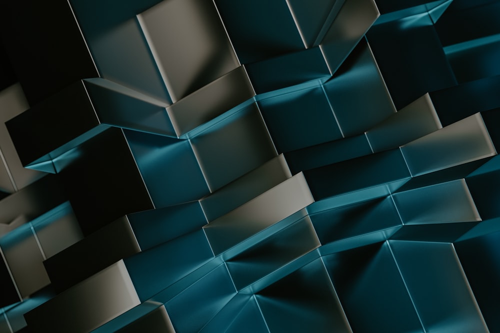 a blue and black abstract background with squares and rectangles