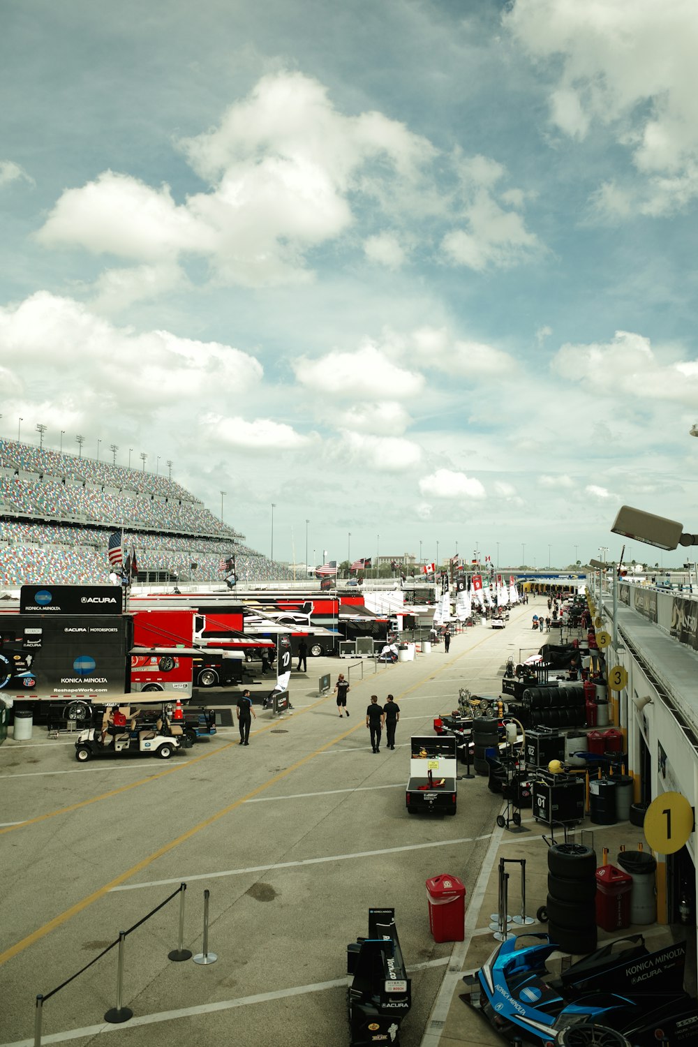 a race track with a few cars on it