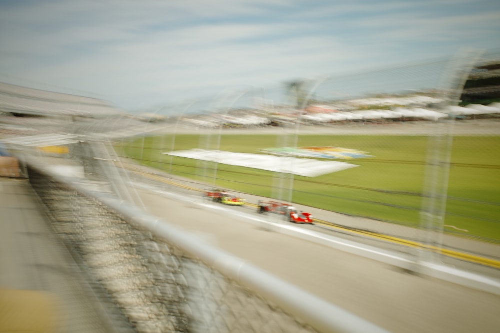 a blurry photo of a race track