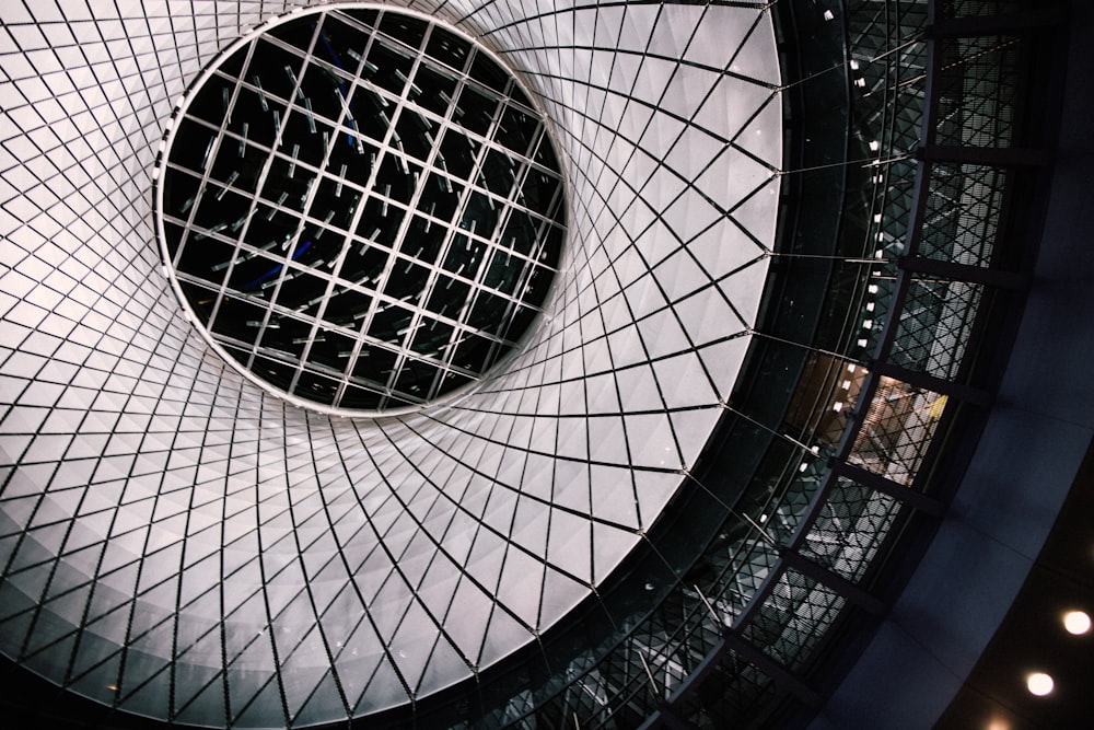 a circular window in the ceiling of a building