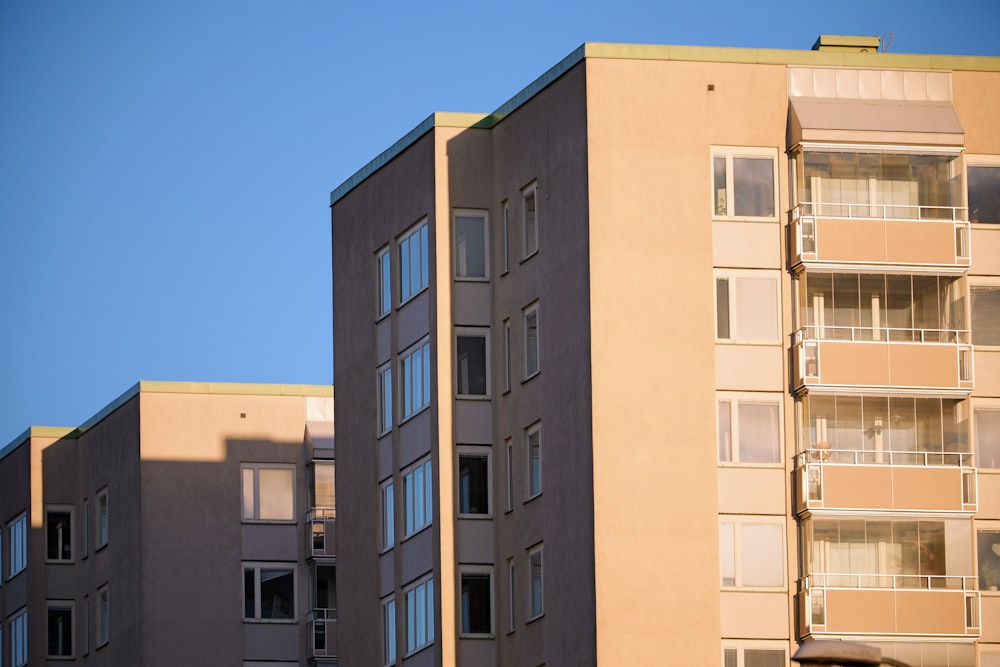 a tall building with balconies and balconies on it