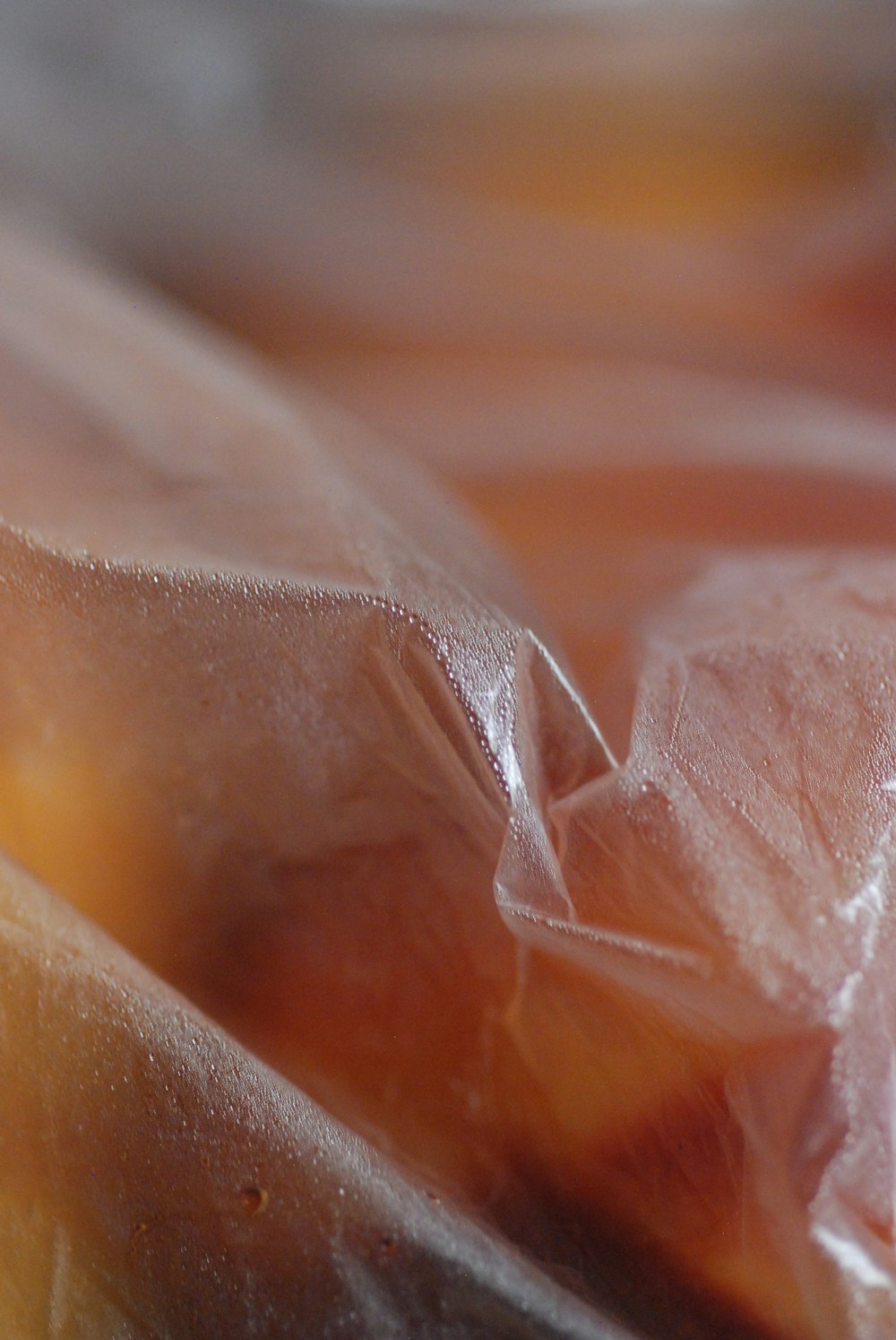 a close up of a piece of food wrapped in plastic