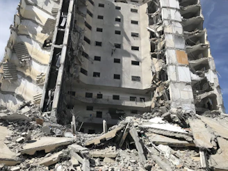 a very large building that is being demolished
