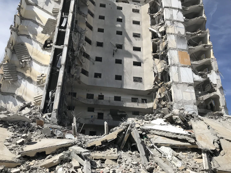 a very large building that is being demolished