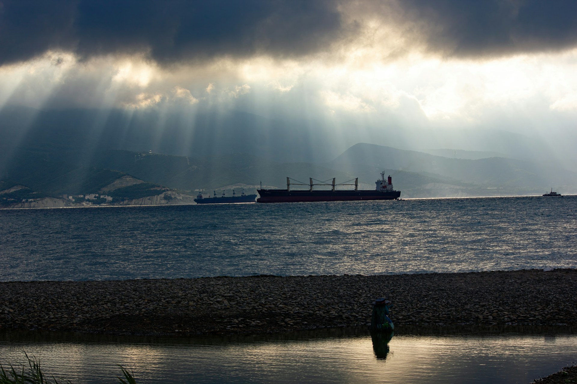 a large boat floating on top of a large body of water