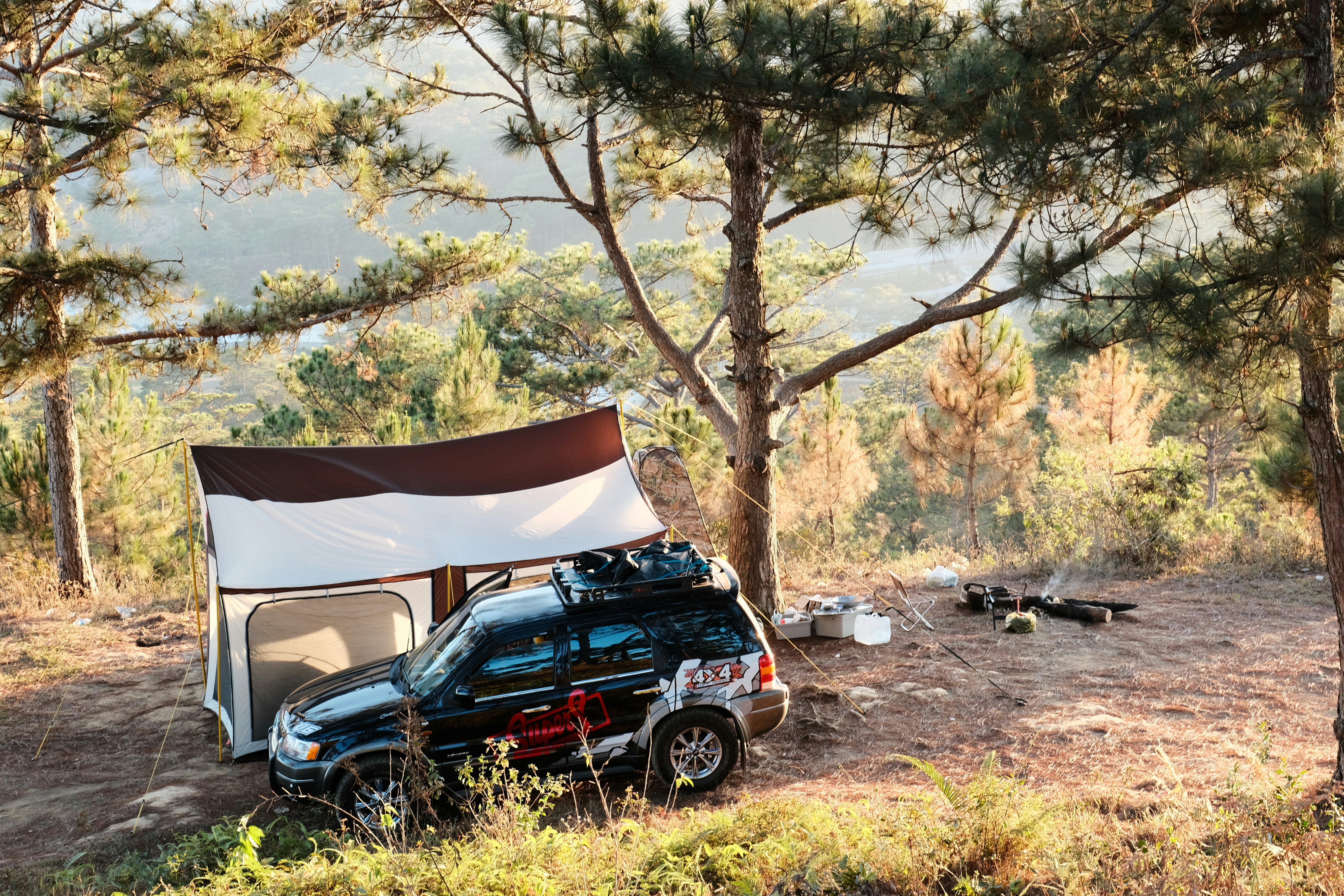 Subaru Outback with rooftop tent camping setup - subaru outback