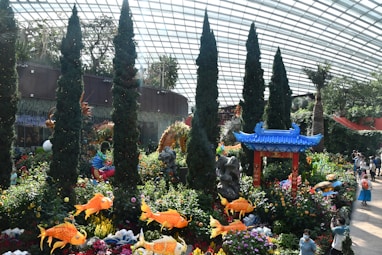 a garden filled with lots of different types of flowers