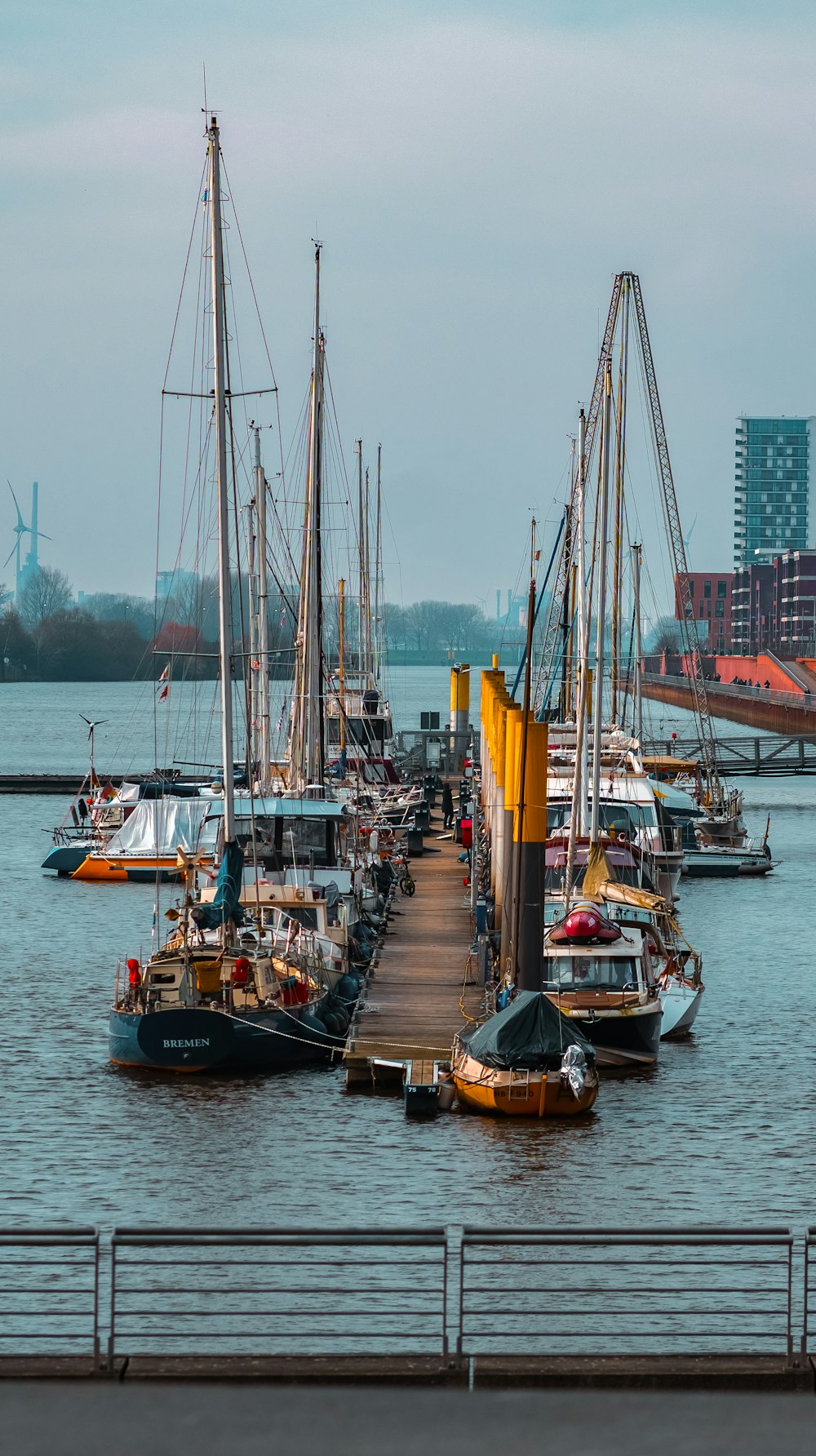 a group of boats that are sitting in the water