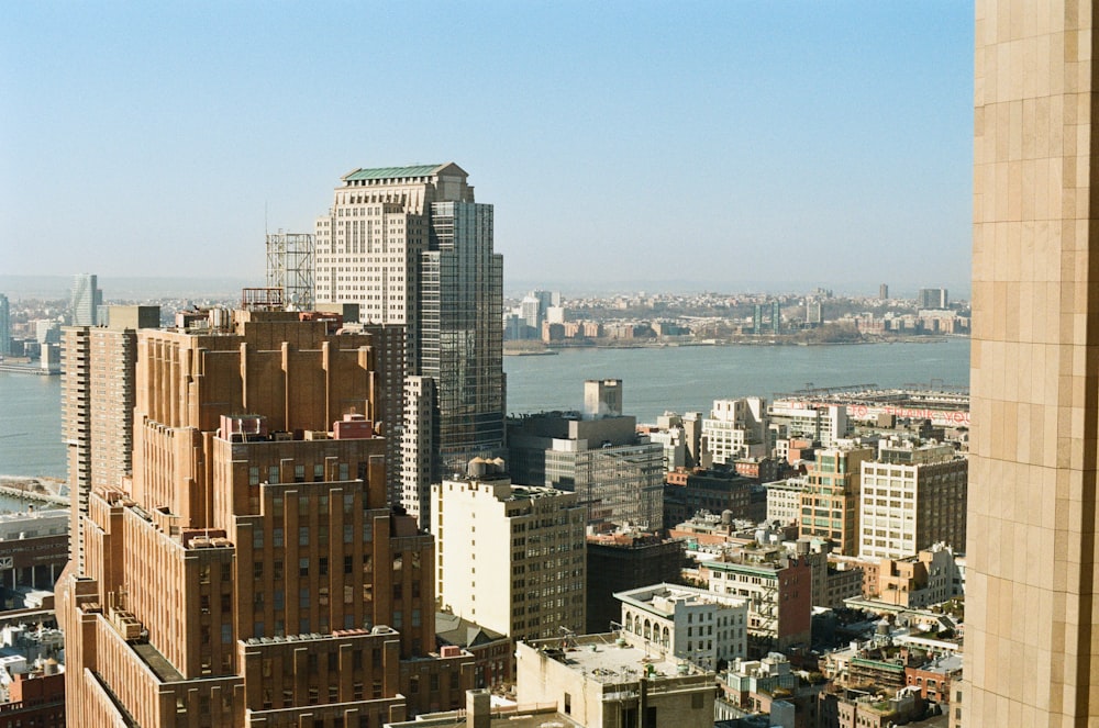 a view of a city from the top of a building