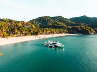 a boat in the middle of a body of water