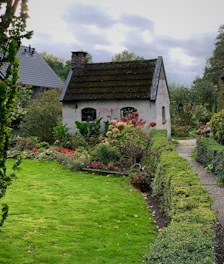 a house with a garden in front of it