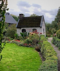 a house with a garden in front of it