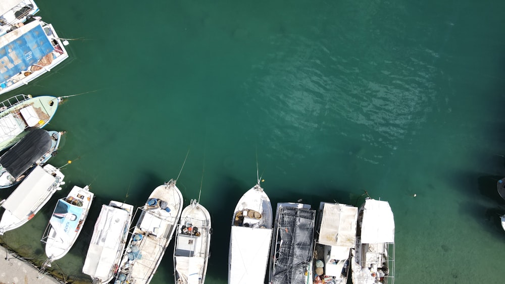 a number of small boats in a body of water